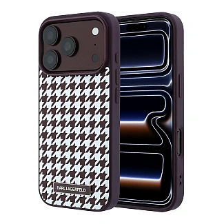 قاب کارل لاگرفلد Karl Lagerfel Smooth PU Magsafe Houndstooth With Resin Logo